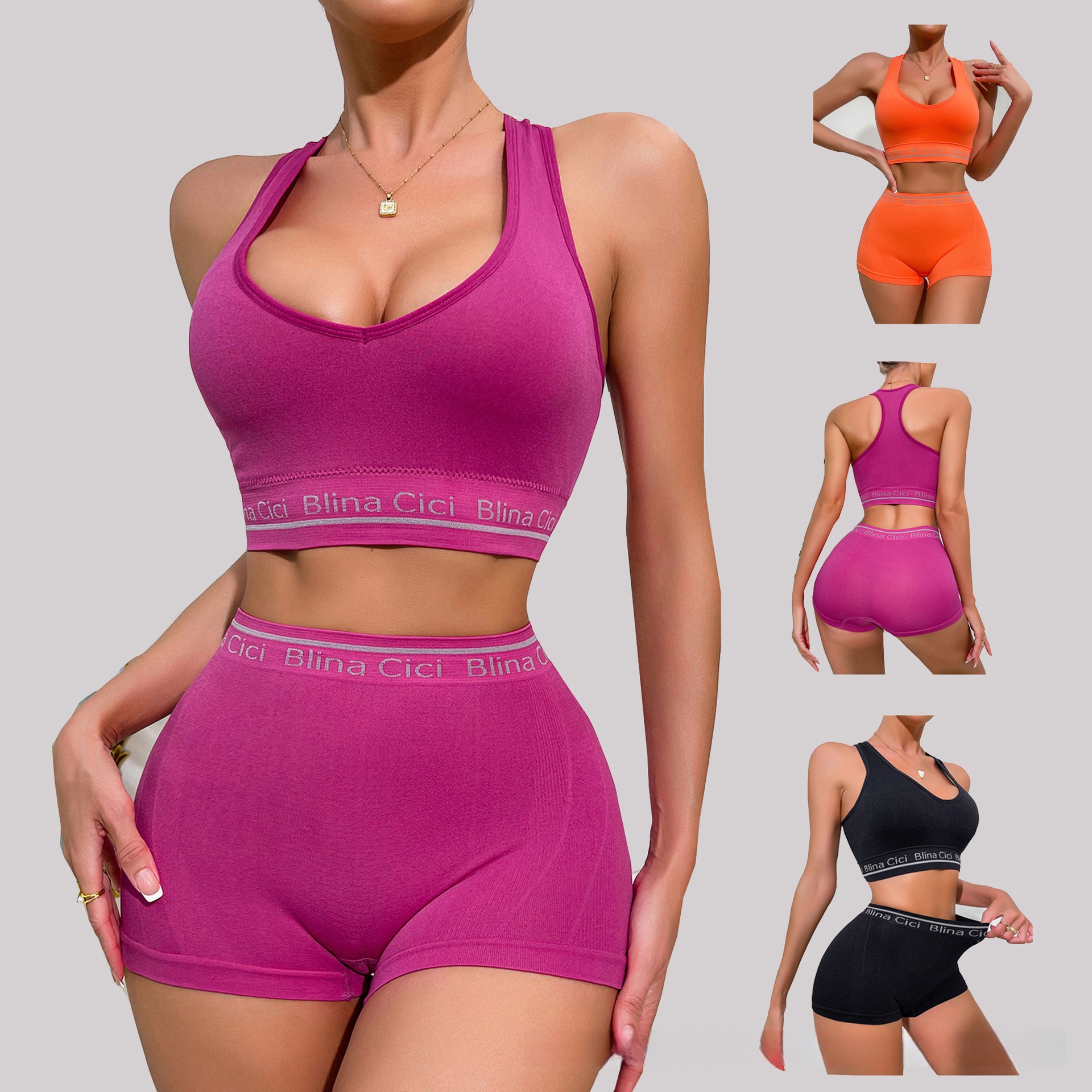 Womens Letter Print 2 Piece Scoop Neck Bra and Mid Rise Boyshort Lingerie Set